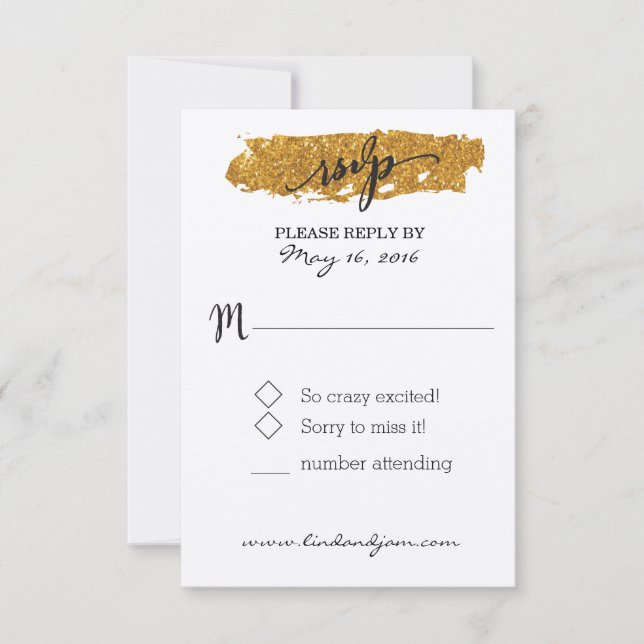 Carte RSVP couleur noire et blanche Parties scinti (Devant)