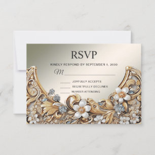 Carte RSVP couleur or blanc