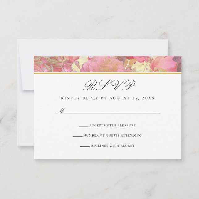 Carte RSVP couleur or rose (Devant)