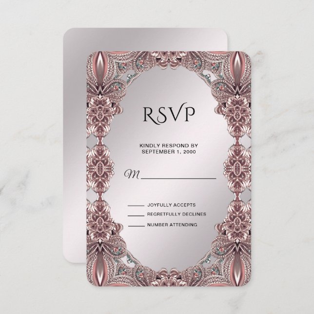 Carte RSVP couleur rose (Devant / Derrière)