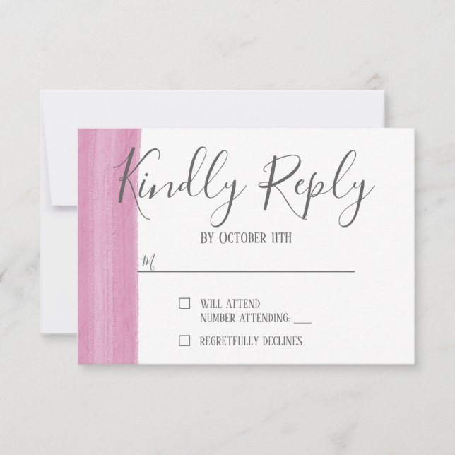 Carte RSVP couleur rose Aquarelle (Devant)