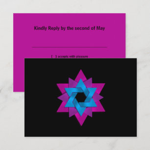 Carte RSVP couleur rose bleu étoile