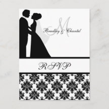 Carte RSVP Couple Mariage noir et blanc