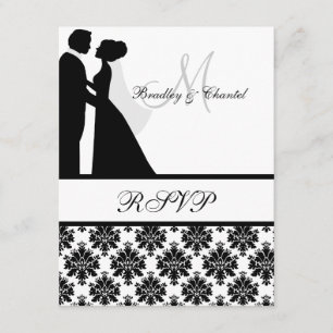 Carte RSVP Couple Mariage noir et blanc