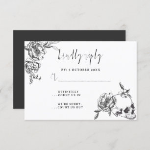 Carte RSVP crâne gothique à main