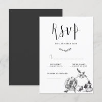 Carte RSVP crâne gothique à main