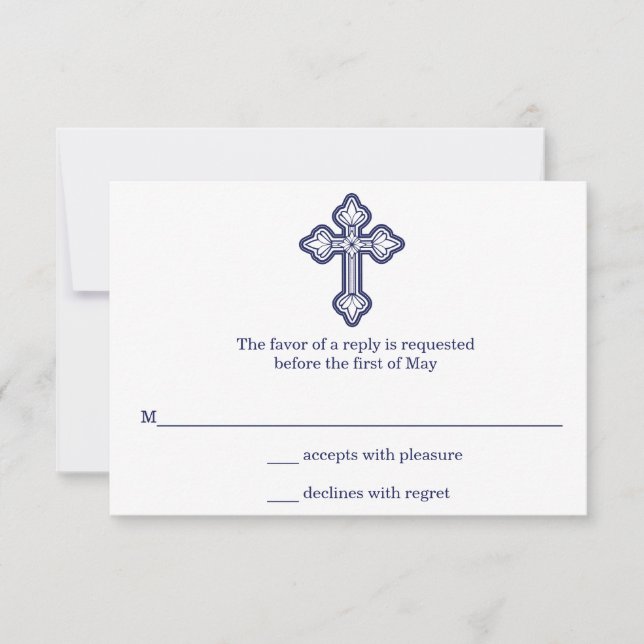 Carte RSVP Croix First Communion moderne (Devant)