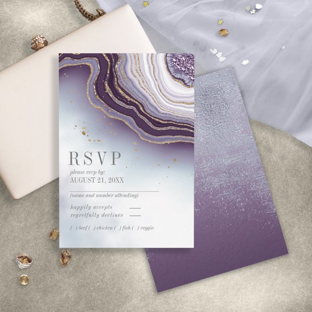 Carte RSVP Crystal Agate Mariage Amethyst ID825 (Créateur téléchargé)