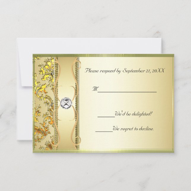 Carte RSVP D1 Gold sur Gold Damask (Devant)