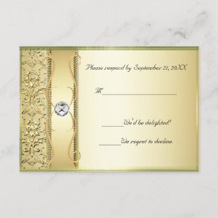 Carte RSVP D2 Gold sur Gold Damask
