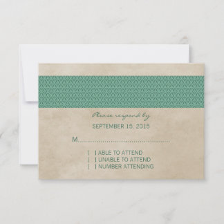 Carte RSVP Damask Rustique verte