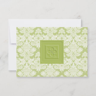Carte RSVP Damask verte avec Croix ou Quatrefoil