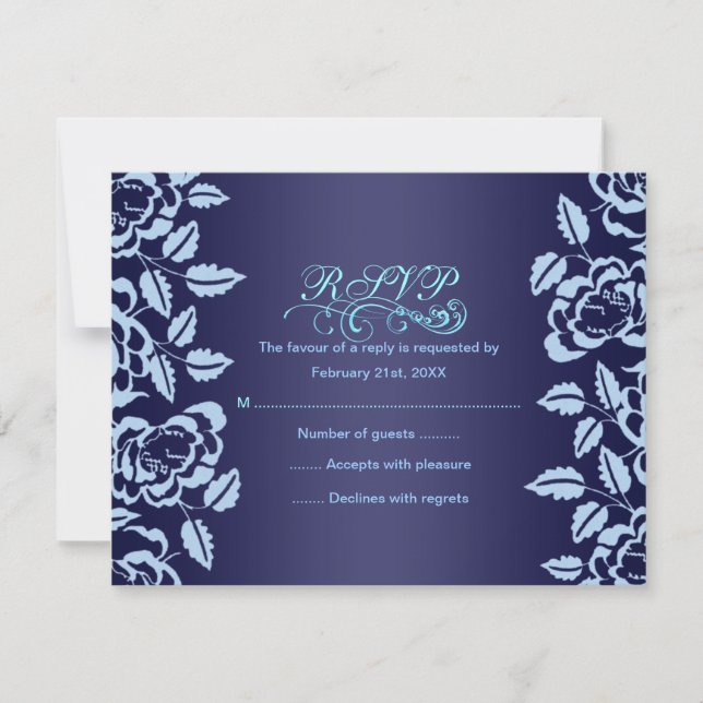 Carte RSVP d'anniversaire Rose bleu (Devant)