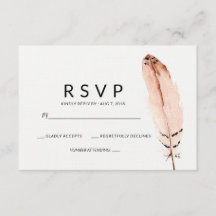 Carte RSVP d'aquarelle de plumes