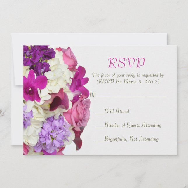 Carte RSVP de bouquet de printemps violet (Devant)