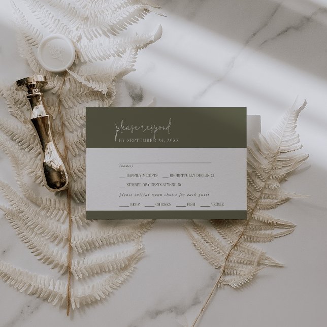 Carte RSVP de choix à la carte Olive chic moderne (Créateur téléchargé)