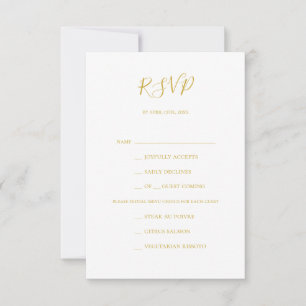 Carte RSVP de choix de menu or simple et élégant