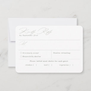 Carte RSVP de choix de repas blanc simple et vert