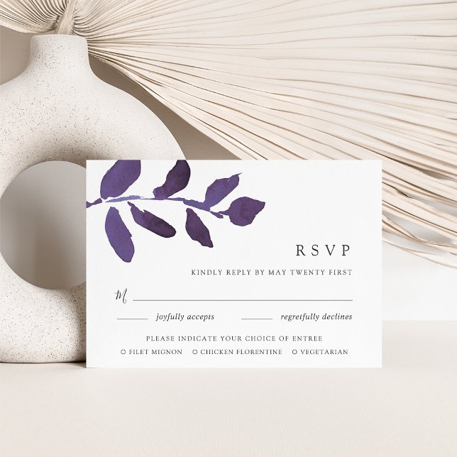 Carte RSVP de choix de repas botanique pressé | Vi (Créateur téléchargé)