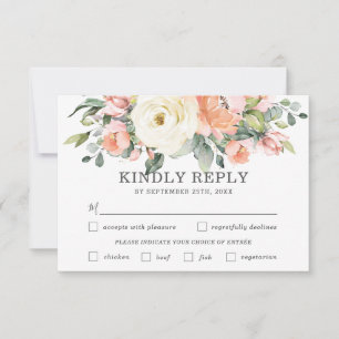 Carte RSVP de choix de repas de Mariages floraux b