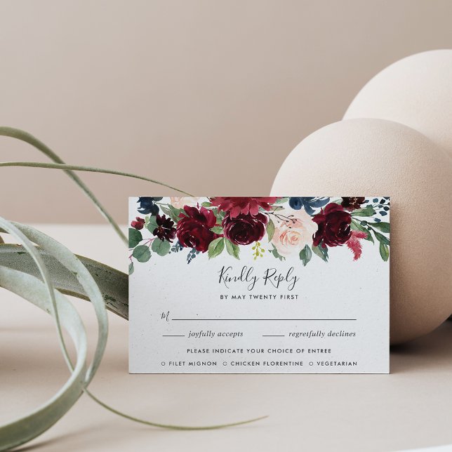 Carte RSVP de choix de repas en fleurs radieuses (Créateur téléchargé)