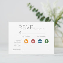Carte RSVP de choix de repas illustrée
