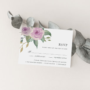 Carte RSVP de choix de repas Violet & Sage