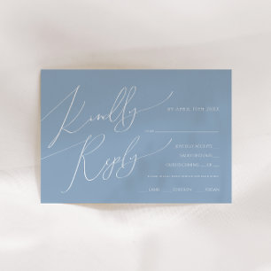 Carte RSVP de choix du menu bleu du script Boho ho