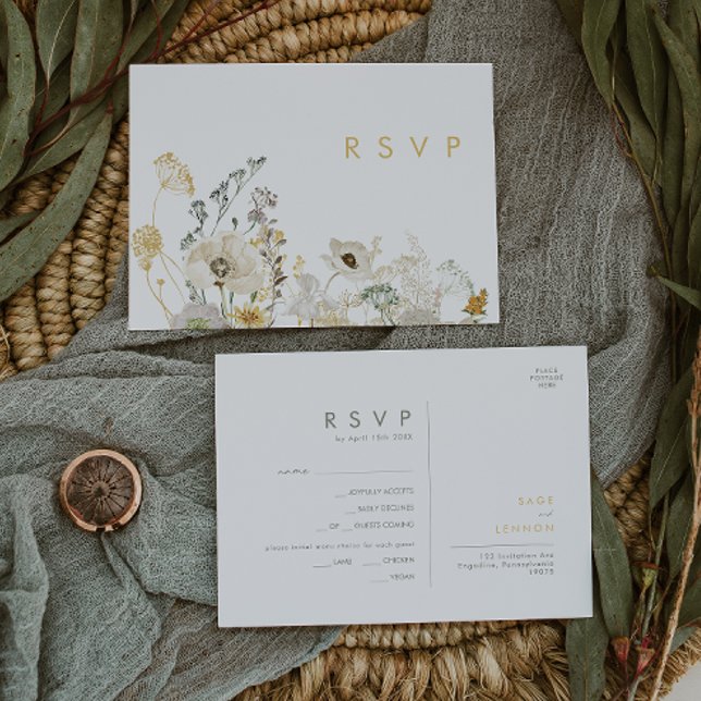 Carte RSVP de choix du menu Fleur sauvage de lunet (Créateur téléchargé)