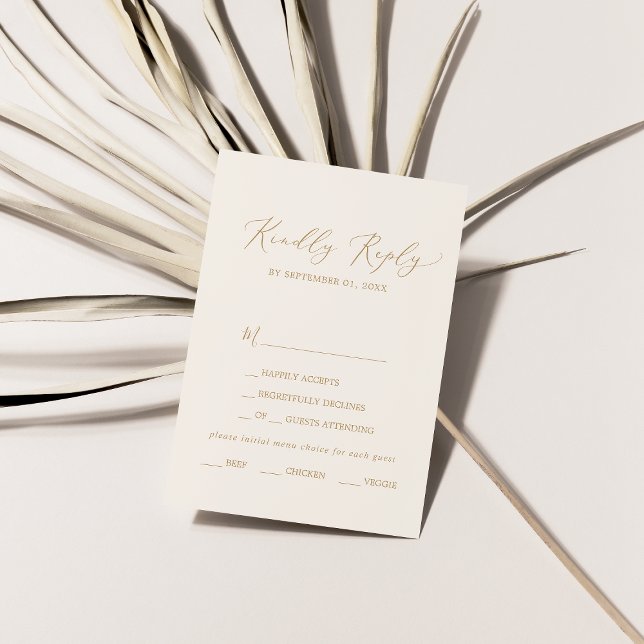 Carte RSVP de choix du menu Gold et Cream (Créateur téléchargé)