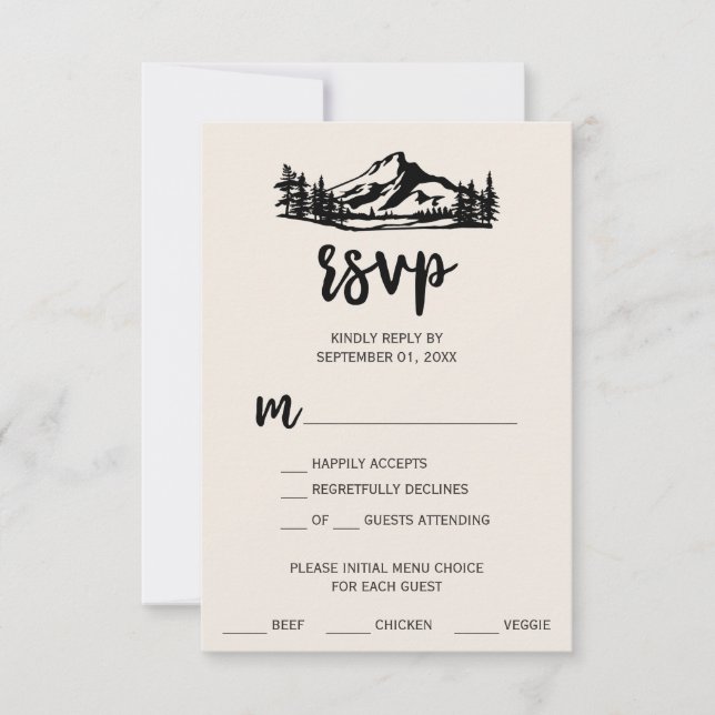 Carte RSVP de choix du menu Wilderness vintage (Devant)