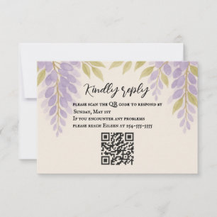 Carte RSVP de code QR de la voie Wisteria