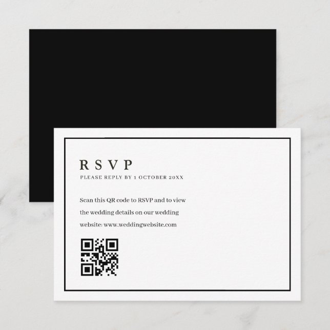 Carte rsvp de code QR de mariage de cadre formel t (Devant / Derrière)