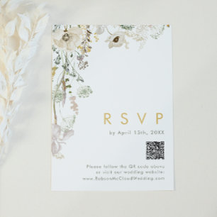 Carte RSVP de code QR du Fleur sauvage Whimsical