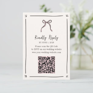 Carte RSVP de code QR en ruban rose - Mariage Whim