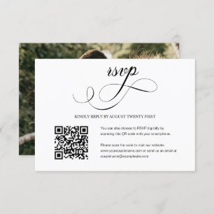 Carte RSVP de code QR Mariage de script élégant