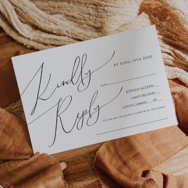 Carte RSVP de demande de chansons de script Whimsi (Créateur téléchargé)