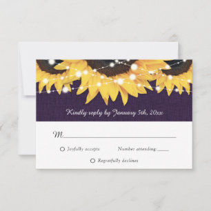 Carte RSVP de dentelle de dentelle violet rustique