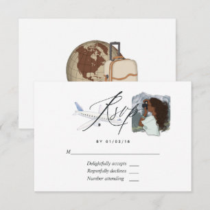 Carte RSVP de Fête des mariées de voyage Mlle à Mm