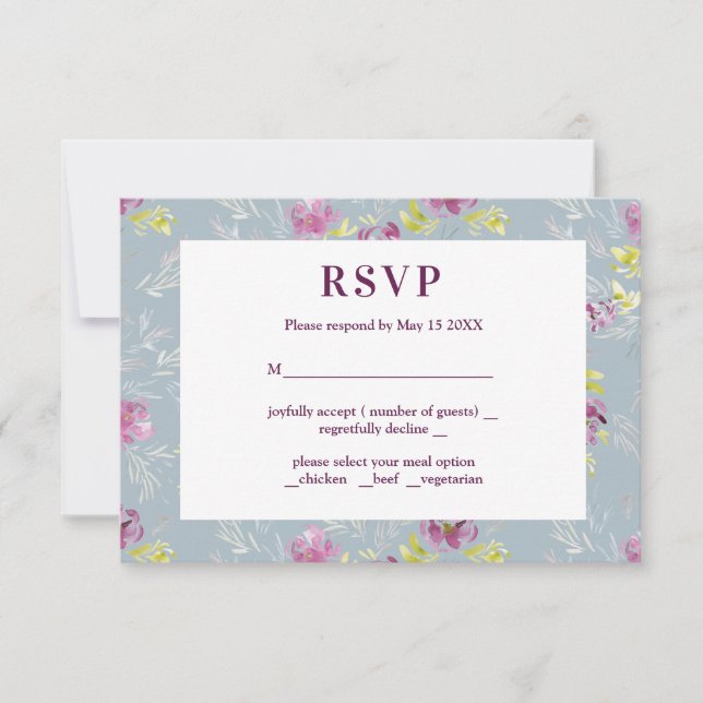 Carte RSVP de fleurs aquarelles violettes modernes (Devant)