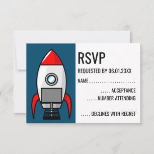 Carte RSVP de fusée rétro de science-fiction