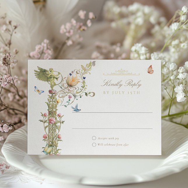 Carte RSVP de jardin mythique pour Mariage enchant (Créateur téléchargé)