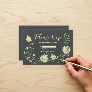 Carte rsvp de jolies fleurs Art nouveau foncé