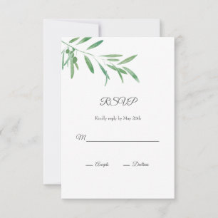 Carte RSVP de la branche d'huile d'aquarelle