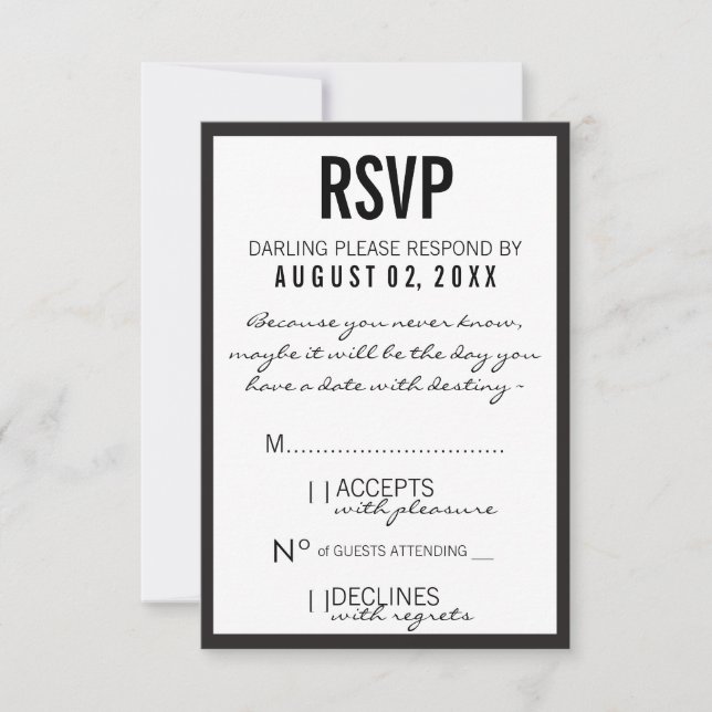 Carte RSVP de la Fashion Party Black & White (Devant)