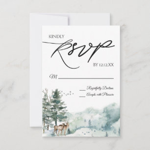 Carte RSVP de la forêt de bois aquarelle