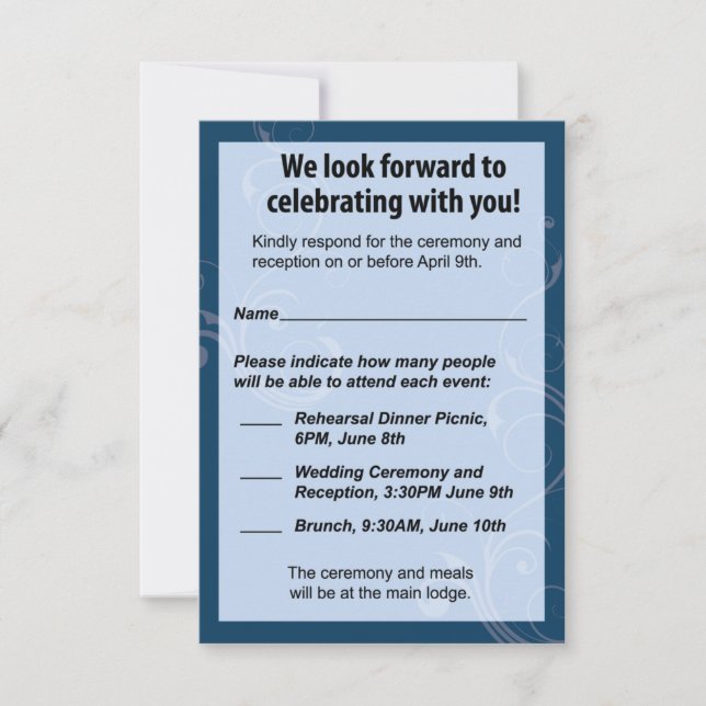 Carte RSVP de mariage (Devant)