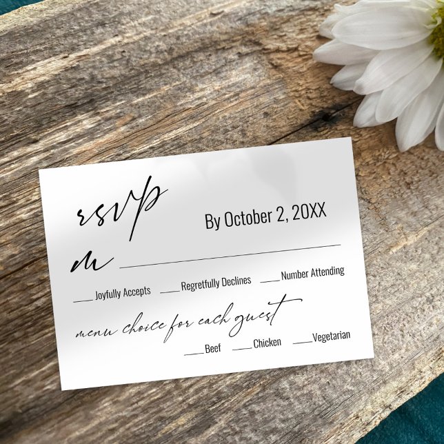 Carte RSVP de mariage à choix simple moderne (Créateur téléchargé)