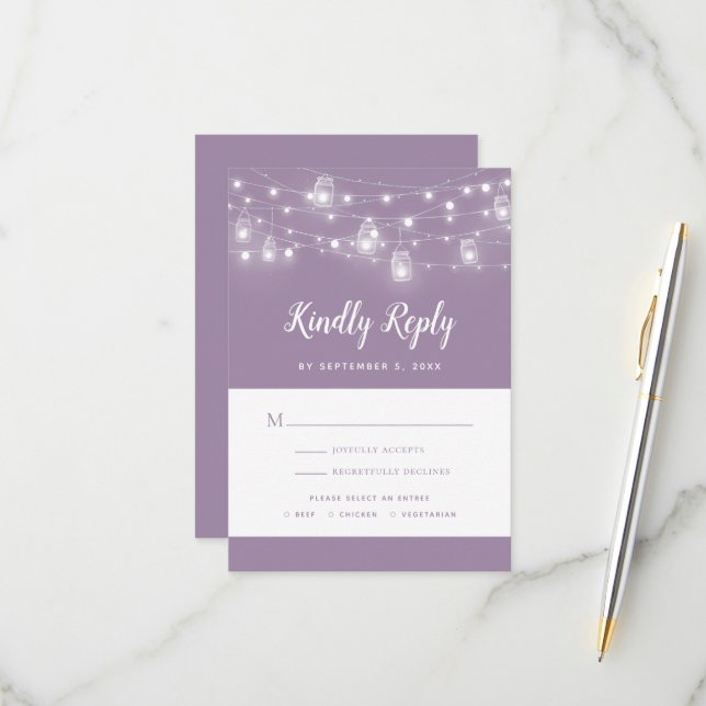 Carte RSVP de mariage à cordes rustiques (Devant/Arrière en situation)