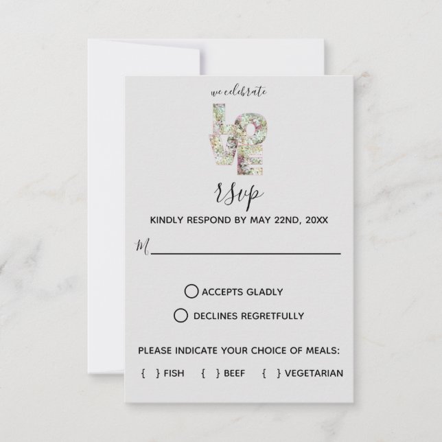 Carte RSVP de mariage à la fraise Vanilla Hydrange (Devant)